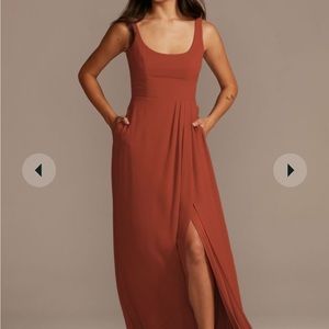 chiffon tank scoop neck bridesmaid dress David’s Bridal